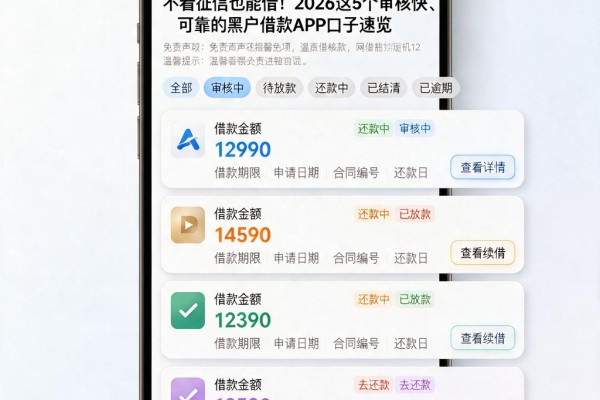 不看征信也能借!2026这5个审核快、可靠的黑户借款APP口子速览