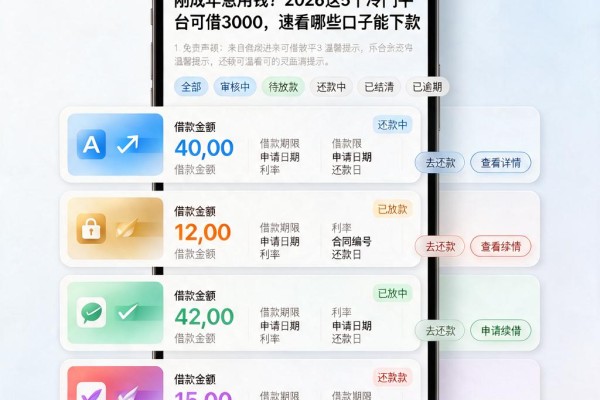 刚成年急用钱?2026这5个冷门平台可借3000,速看哪些口子能下款