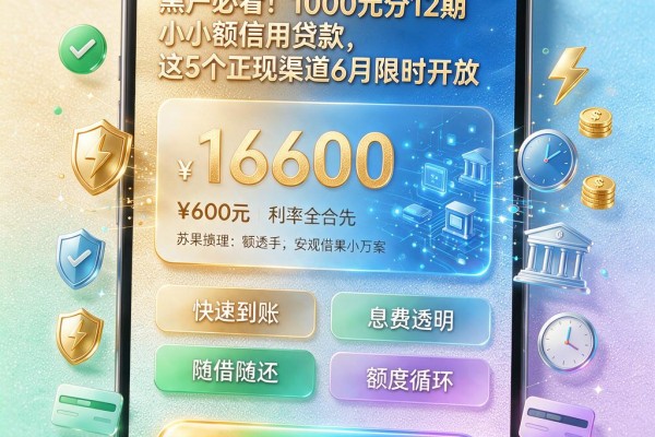 黑户必看！1000元分12期小额信用贷款，这5个正规渠道6月限时开放