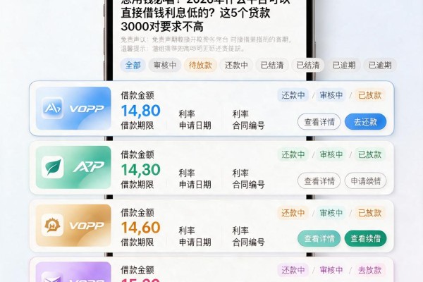 急用钱必看！2026年什么平台可以直接借钱利息低的？这5个贷款3000对要求不高
