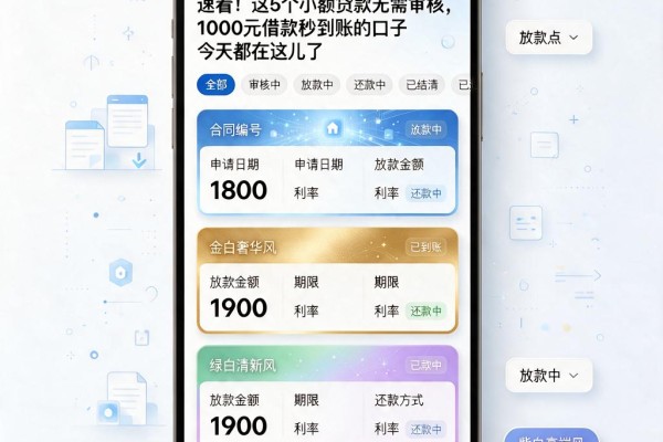 速看!这5个小额贷款无需审核,1000元借款秒到账的口子今天都在这儿了