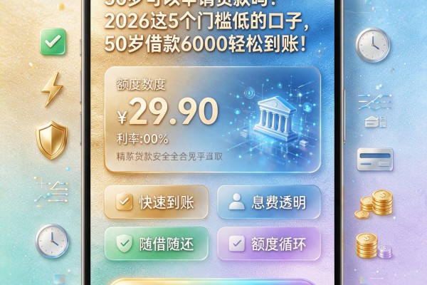 50岁可以申请贷款吗?2026这5个门槛低的口子,50岁借款6000轻松到账!