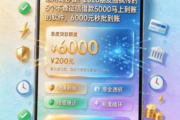 急用钱必看!2026朋友圈疯传的5个不查征信借款5000马上到账的软件,6000元秒批到账