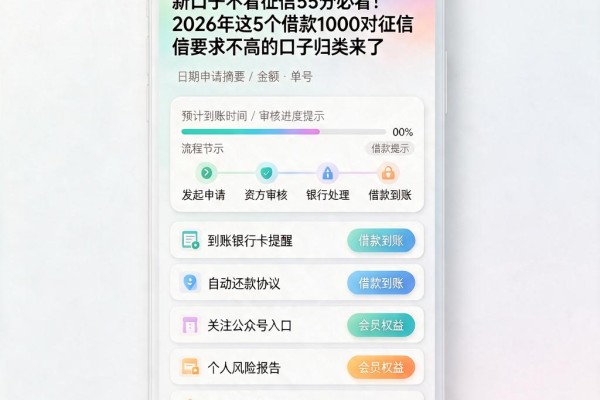 新口子不看征信55分必看!2026年这5个借款1000对征信要求不高的口子归类来了