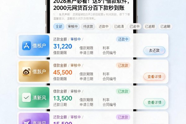 2026黑户必看!这5个借款软件,2000元网贷百分百下款秒到账