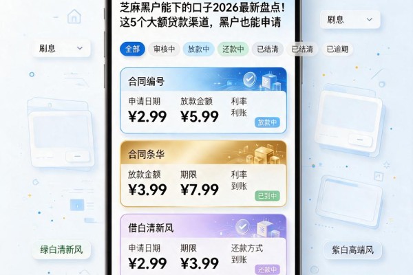 芝麻黑户能下的口子2026最新盘点!这5个大额贷款渠道,黑户也能申请