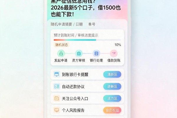 黑户征信低急用钱?2026最新5个口子,借1500也能下款!