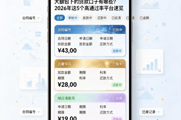 大额包下的贷款口子有哪些？2026年这5个高通过率平台速览