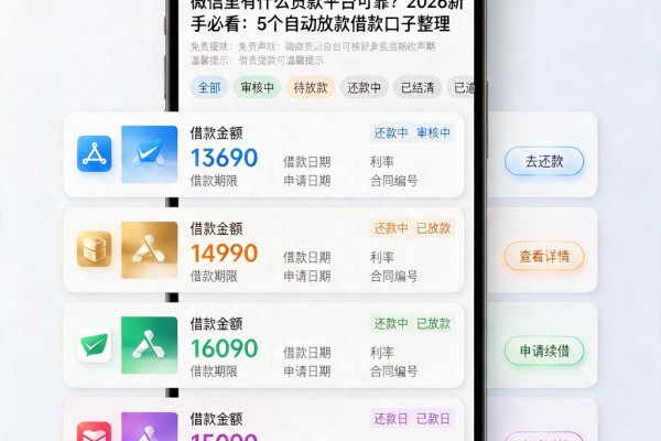 微信里有什么贷款平台可靠?2026新手必看:5个自动放款借款口子整理