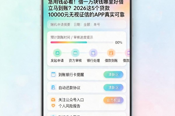 急用钱必看！借一万块钱哪里好借立马到账？2026这5个贷款10000元无视征信的APP真实可靠