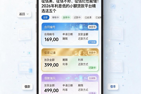 征信黑、征信不好、征信烂也能借！2026年利息低的小额贷款平台精选这五个