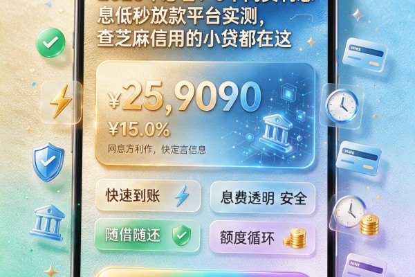 2026年必看！5个网贷利息低秒放款平台实测，查芝麻信用的小贷都在这