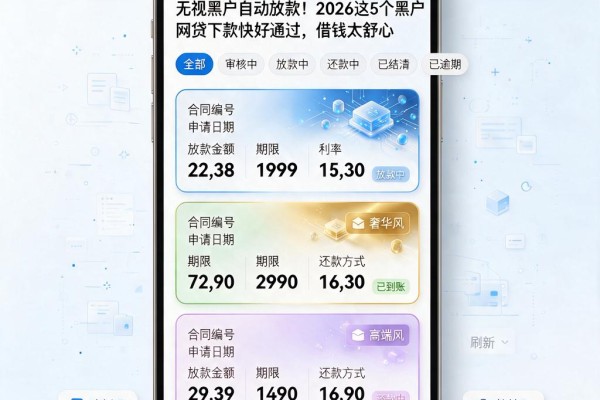 无视黑户自动放款！2026这5个黑户网贷下款快好通过，借钱太舒心