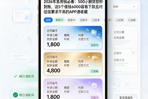 2026年急用钱必看:500小额贷款秒到账,这5个借钱6000容易下款且对征信要求不高的APP速收藏