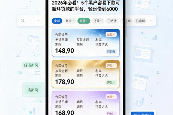 2026年必看！5个黑户容易下款可循环贷款的平台，轻松借到6000