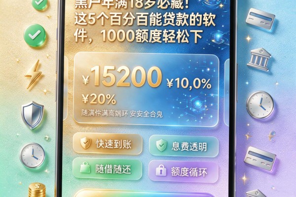 黑户年满18岁必藏！这5个百分百能贷款的软件，1000额度轻松下