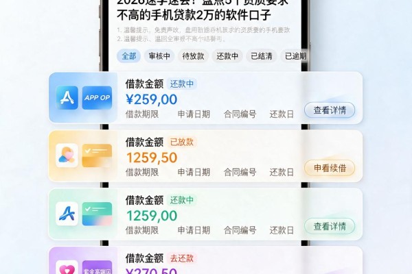 2026速学速会!盘点5个资质要求不高的手机贷款2万的软件口子