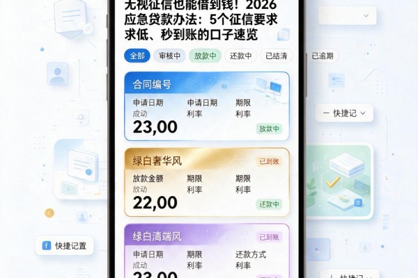 无视征信也能借到钱!2026应急贷款办法:5个征信要求低、秒到账的口子速览