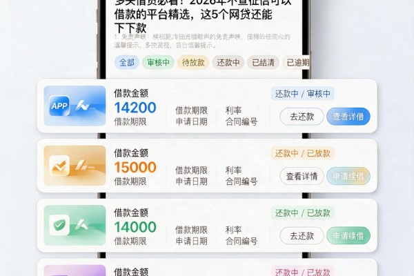 多头借贷必看！2026年不查征信可以借款的平台精选，这5个网贷还能下款