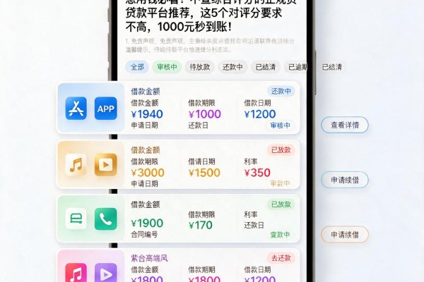 急用钱必看!不查综合评分的正规贷款平台推荐,这5个对评分要求不高,1000元秒到账!
