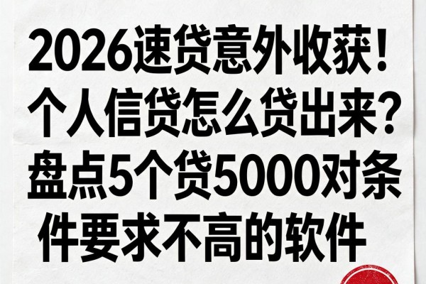 2026速贷意外收获!个人信贷怎么贷出来?盘点5个贷5000对条件要求不高的软件