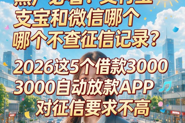 黑户必看！支付宝和微信哪个不查征信记录？2026这5个借款3000自动放款APP对征信要求不高