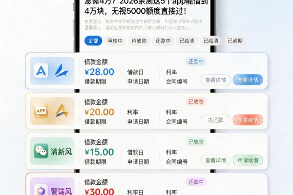 急需4万?2026亲测这5个app能借到4万块,无视5000额度直接过!