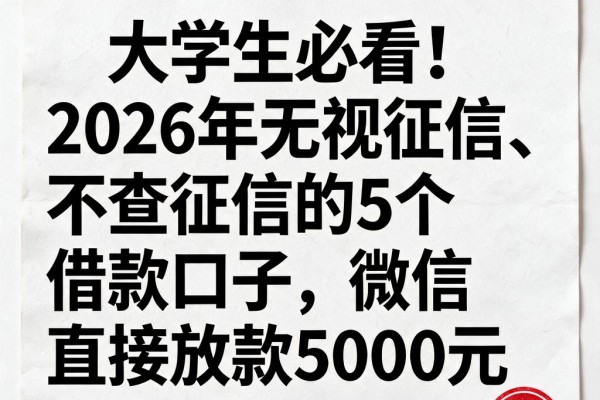 大学生必看!2026年无视征信、不查征信的5个借款口子,微信直接放款5000元
