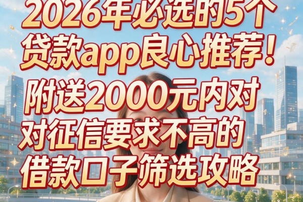 2026年必选的5个贷款app良心推荐!附送2000元内对征信要求不高的借款口子筛选攻略