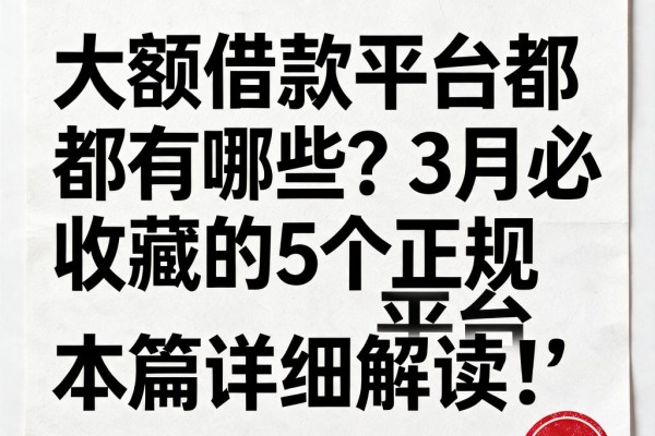大额借款平台都有哪些?3月必收藏的5个正规平台,本篇详细解读!