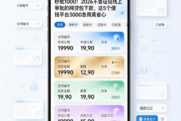 秒批1000!2026不查征信线上审批的网贷包下款,这5个借钱平台3000急用真省心