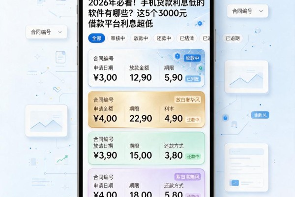 2026年必看!手机贷款利息低的软件有哪些?这5个3000元借款平台利息超低