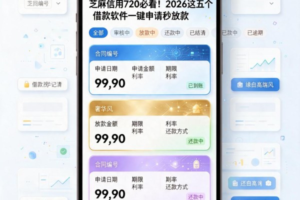 芝麻信用720必看!2026这五个借款软件一键申请秒放款