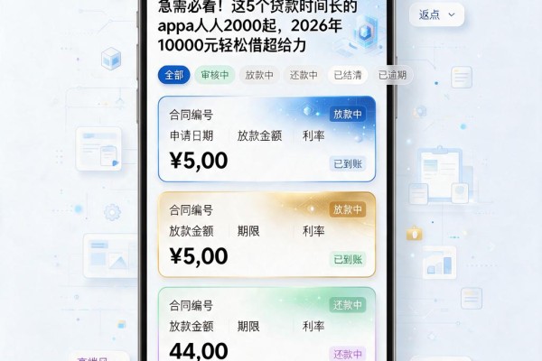 急需必看!这5个贷款时间长的app人人2000起,2026年10000元轻松借超给力
