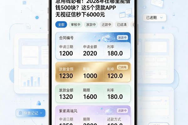 急用钱必看!2026年在哪里能借钱500块?这5个贷款APP无视征信秒下6000元