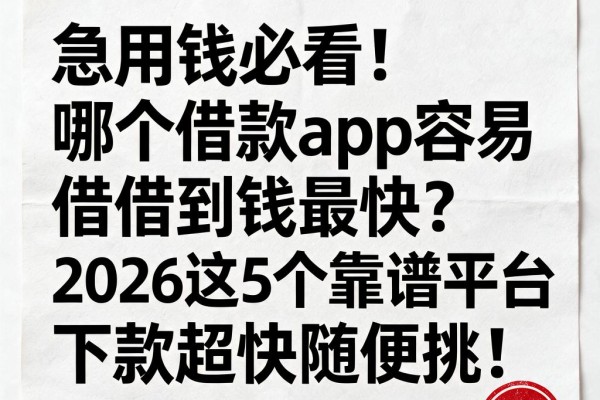 急用钱必看！哪个借款app容易借到钱最快？2026这5个靠谱平台下款超快随便挑！