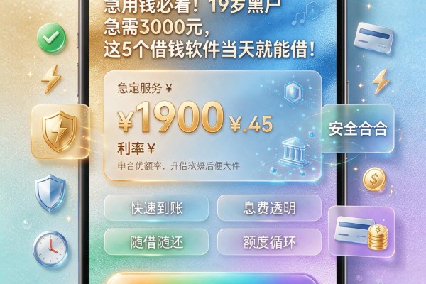 急用钱必看!19岁黑户急需3000元,这5个借钱软件当天就能借