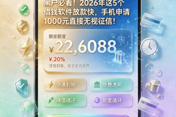 黑户必看！2026年这5个借钱软件放款快，手机申请1000元直接无视征信