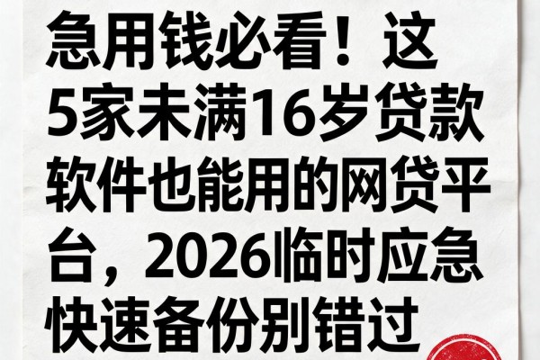 急用钱必看！这5家未满16岁贷款软件也能用的网贷平台，2026临时应急快速备份别错过