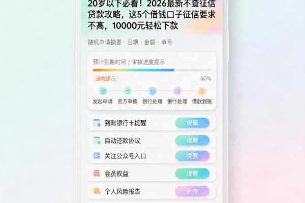 20岁以下必看!2026最新不查征信贷款攻略,这5个借钱口子征信要求不高,10000元轻松下款