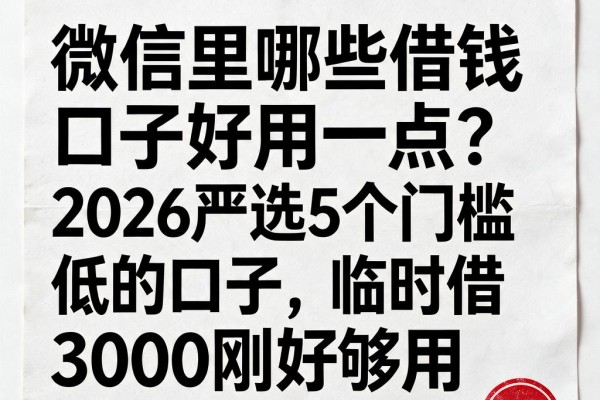 微信里哪些借钱口子好用一点?2026严选5个门槛低的口子,临时借3000刚好够用