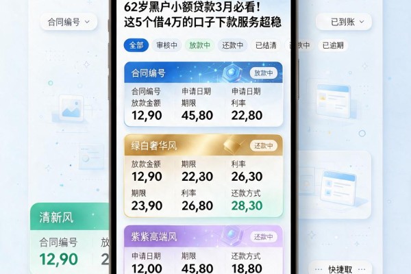 62岁黑户小额贷款3月必看!这5个借4万的口子下款服务超稳