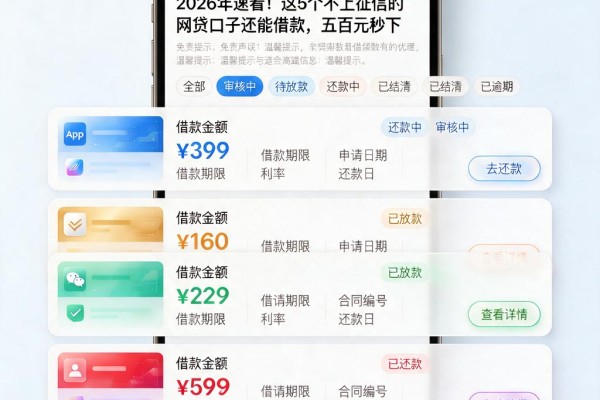 2026年速看！这5个不上征信的网贷口子还能借款，五百元秒下