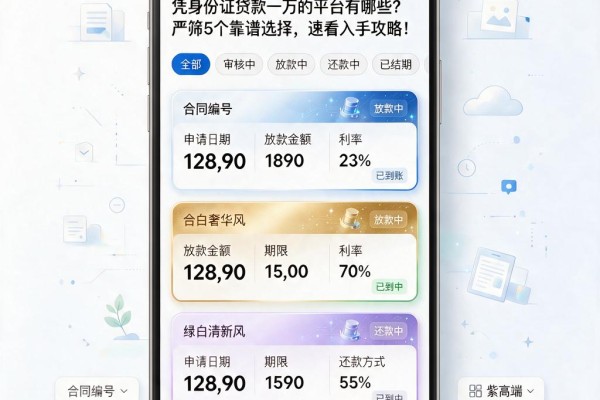 凭身份证贷款一万的平台有哪些？严筛5个靠谱选择，速看入手攻略！