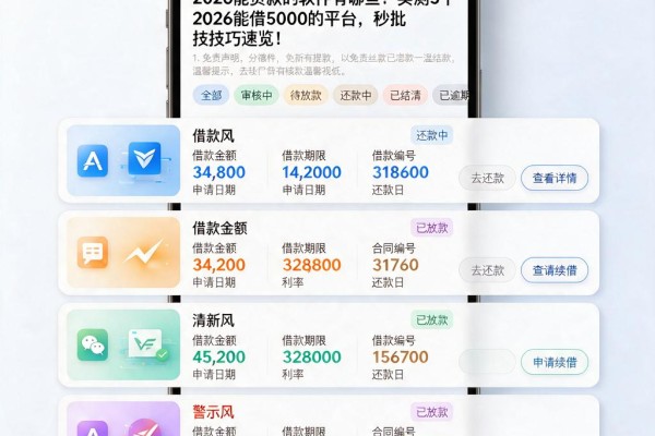 2026能贷款的软件有哪些?实测5个2026能借5000的平台,秒批技巧速览!