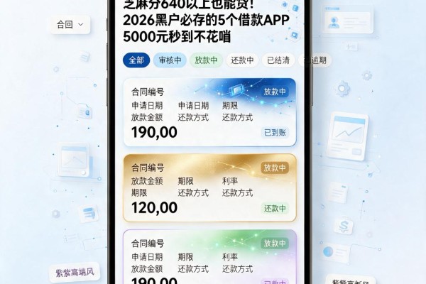 芝麻分640以上也能贷！2026黑户必存的5个借款APP，5000元秒到不花哨