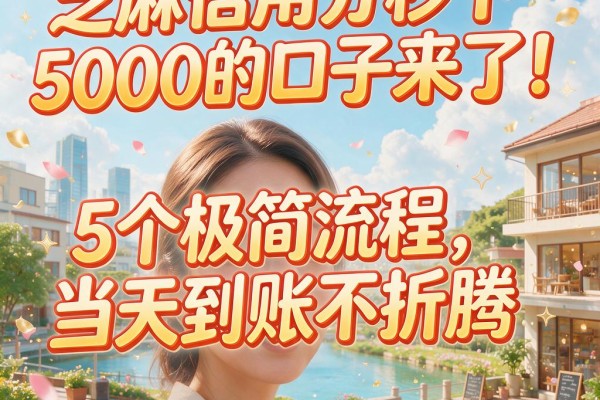 芝麻信用分秒下5000的口子来了!5个极简流程,当天到账不折腾