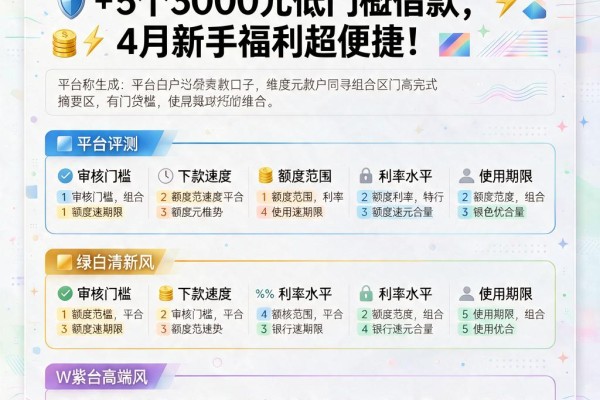 黑户白户必看！20万贷款口子+5个3000元低门槛借款，4月新手福利超便捷