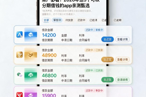 黑户必看!2026年这5个可以分期借钱的App亲测甄选