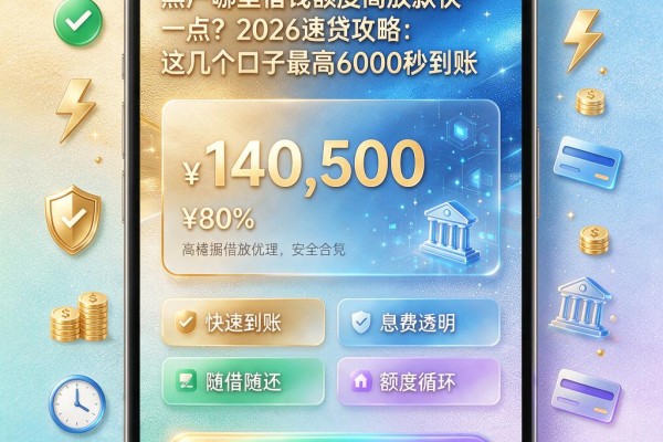 黑户哪里借钱额度高放款快一点?2026速贷攻略:这几个口子最高6000秒到账